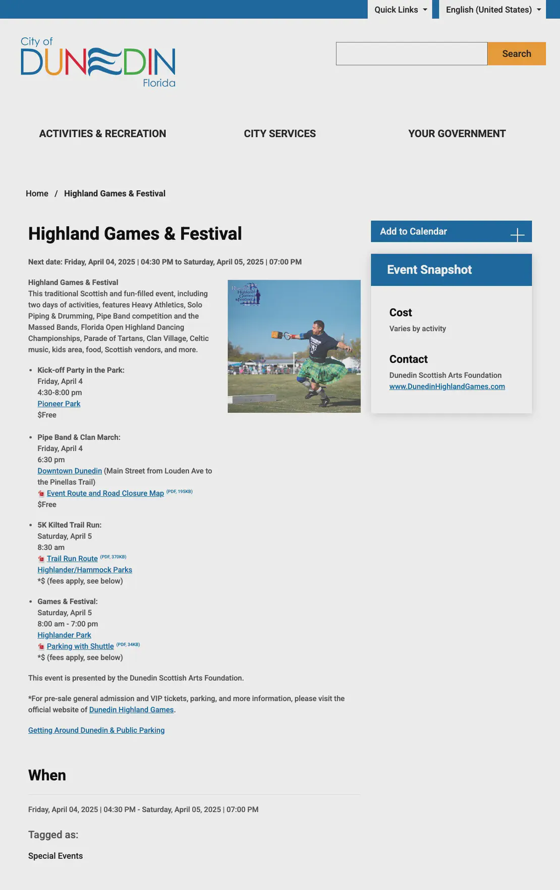 Dunedin Highland Games & Festival