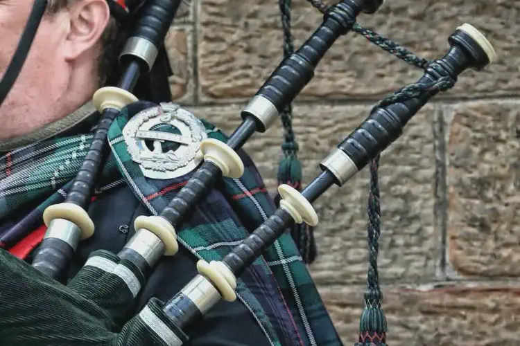 Festive dog sings along to bagpipes at New Years