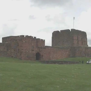 Bonnie Prince Charlie, accompanied by bagpipers, enters Carlisle Castle after their surrender