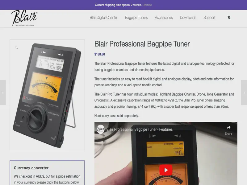 Website preview for blairbagpipes.com