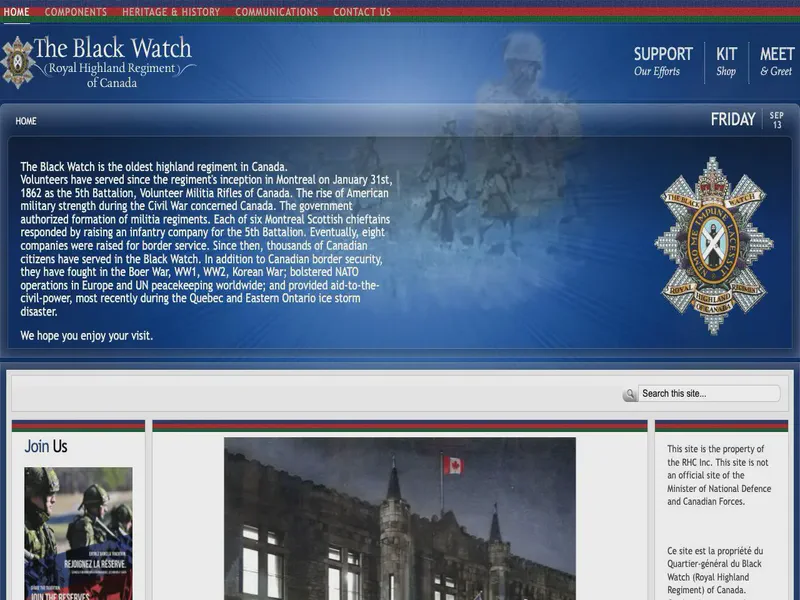 Website preview for www.blackwatchcanada.com
