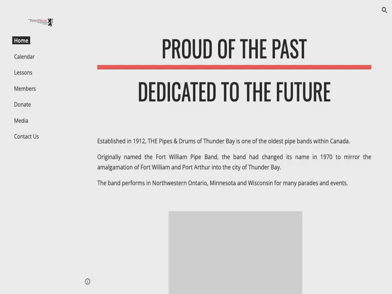 Website preview for www.thepipesanddrumsofthunderbay.com